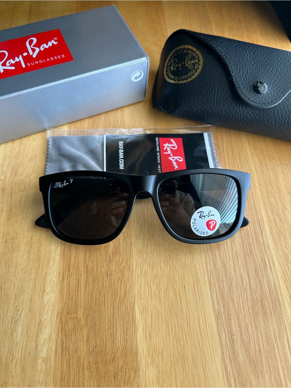 Ray-Ban Black Wayfarer Justin Polarized Sunglasses